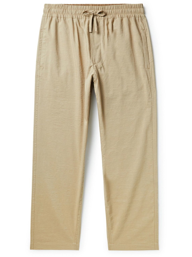 Photo: YMC - Alva Straight-Leg Cotton and Linen-Blend Seersucker Drawstring Trousers - Neutrals