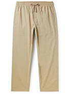 YMC - Alva Straight-Leg Cotton and Linen-Blend Seersucker Drawstring Trousers - Neutrals
