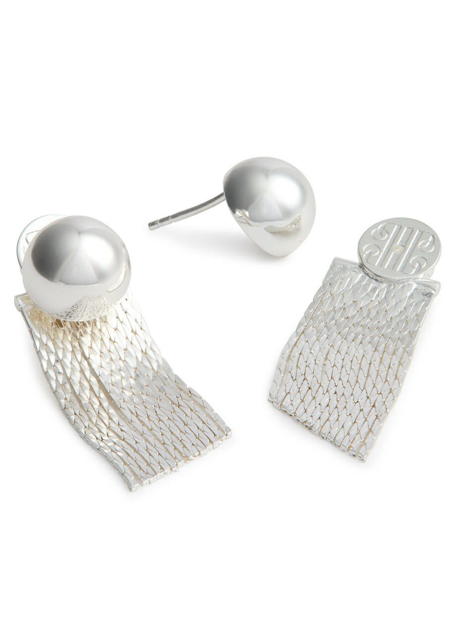 Pearl Octopuss.y Medusa Fringed Stud Earrings - Silver - One Size