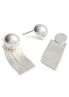 Pearl Octopuss.y Medusa Fringed Stud Earrings - Silver - One Size