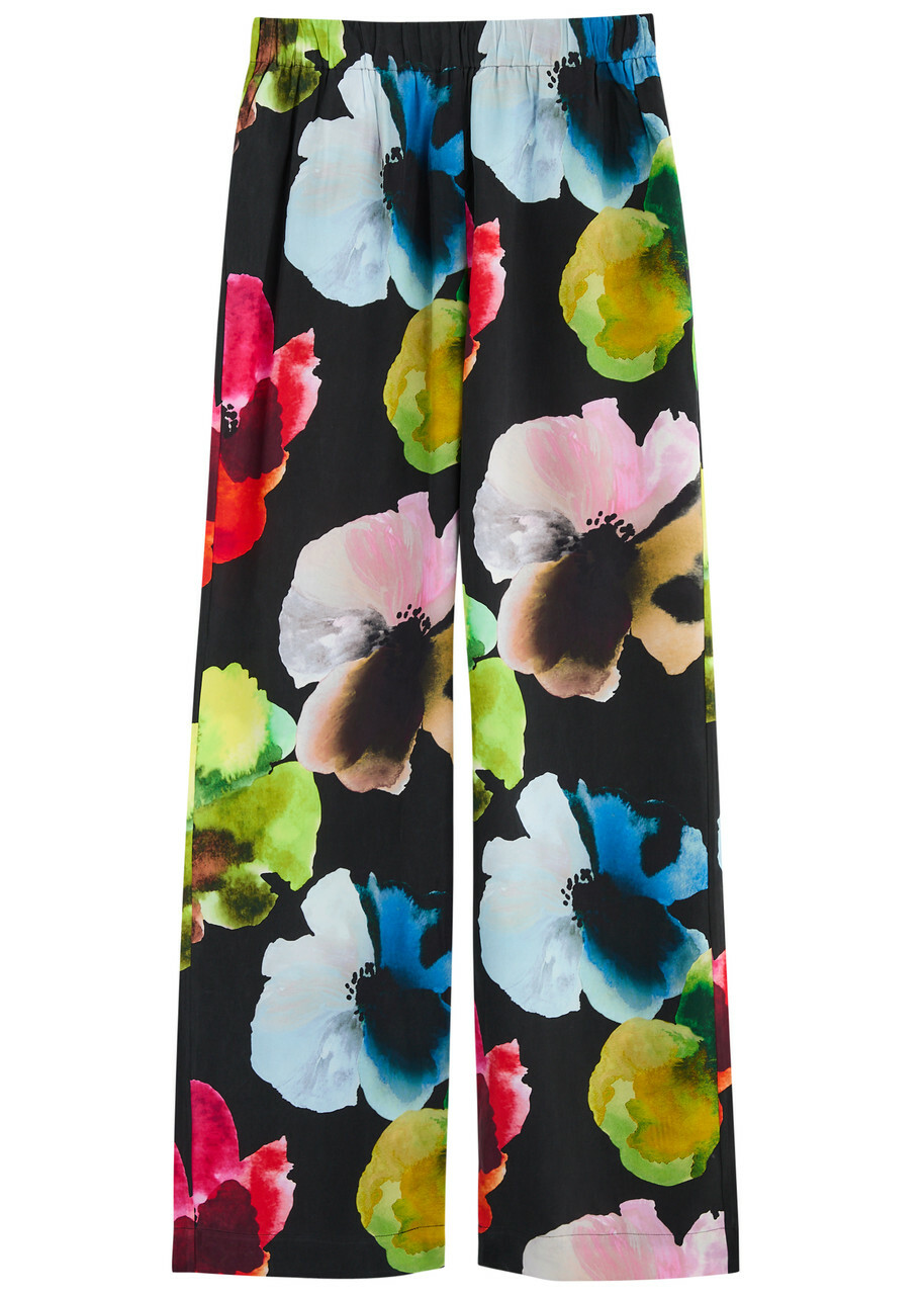 Stine Goya Floral-print Matte Satin Trousers Multicoloured 1