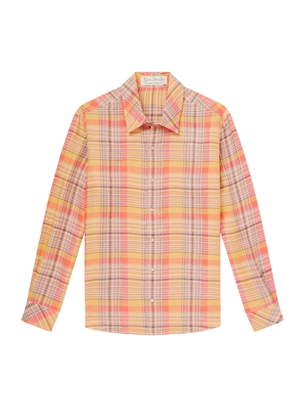 Photo: God's True Cashmere - Twilight Checked Linen Shirt - Orange