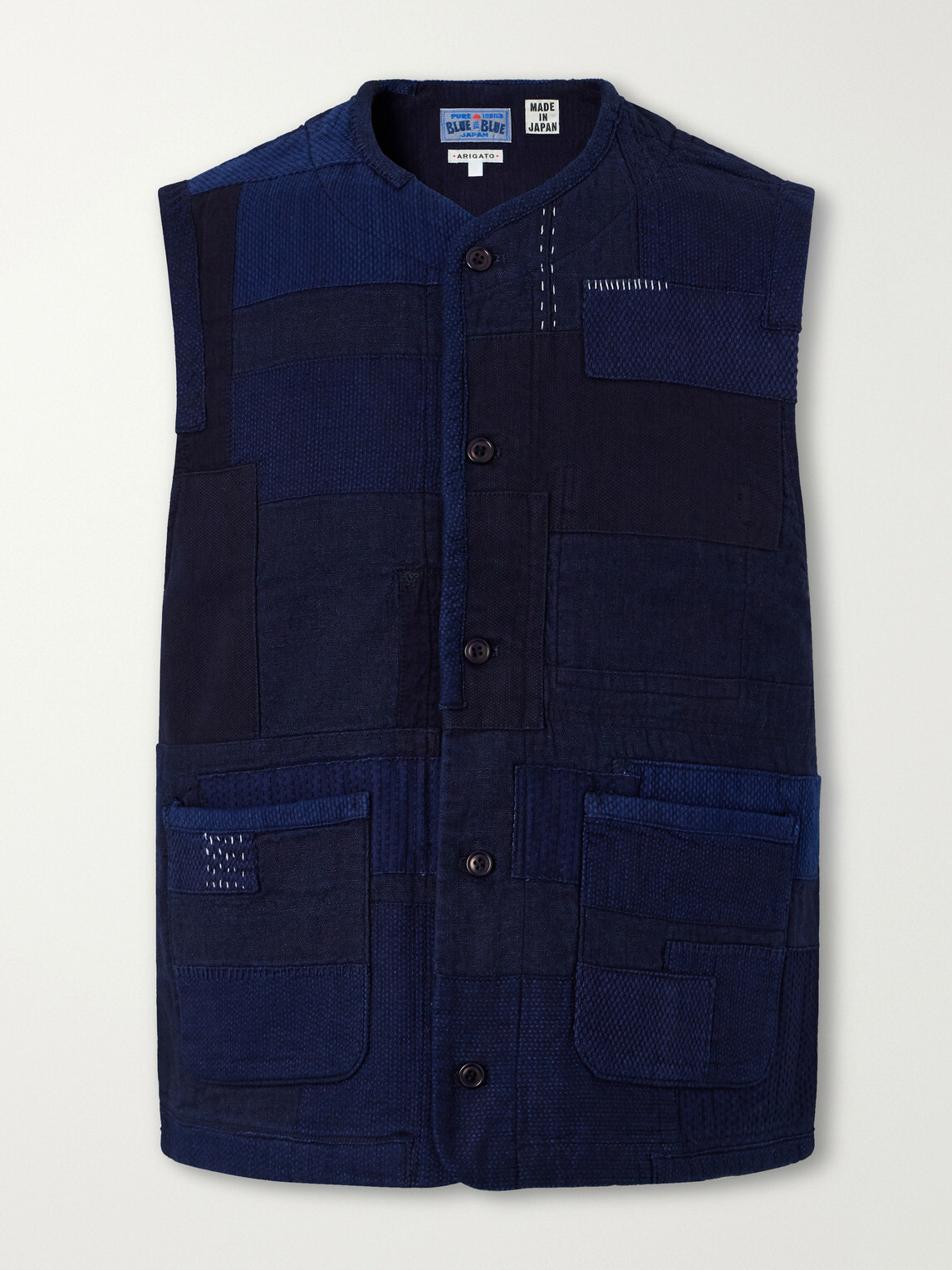 Blue Blue Japan - Nenrin Patchwork Cotton-Canvas Vest - Blue