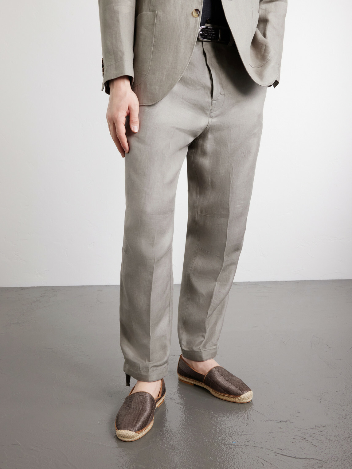 Brunello Cucinelli - Leather-Trimmed Woven Raffia Espadrilles - Brown