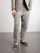 Brunello Cucinelli - Leather-Trimmed Woven Raffia Espadrilles - Brown