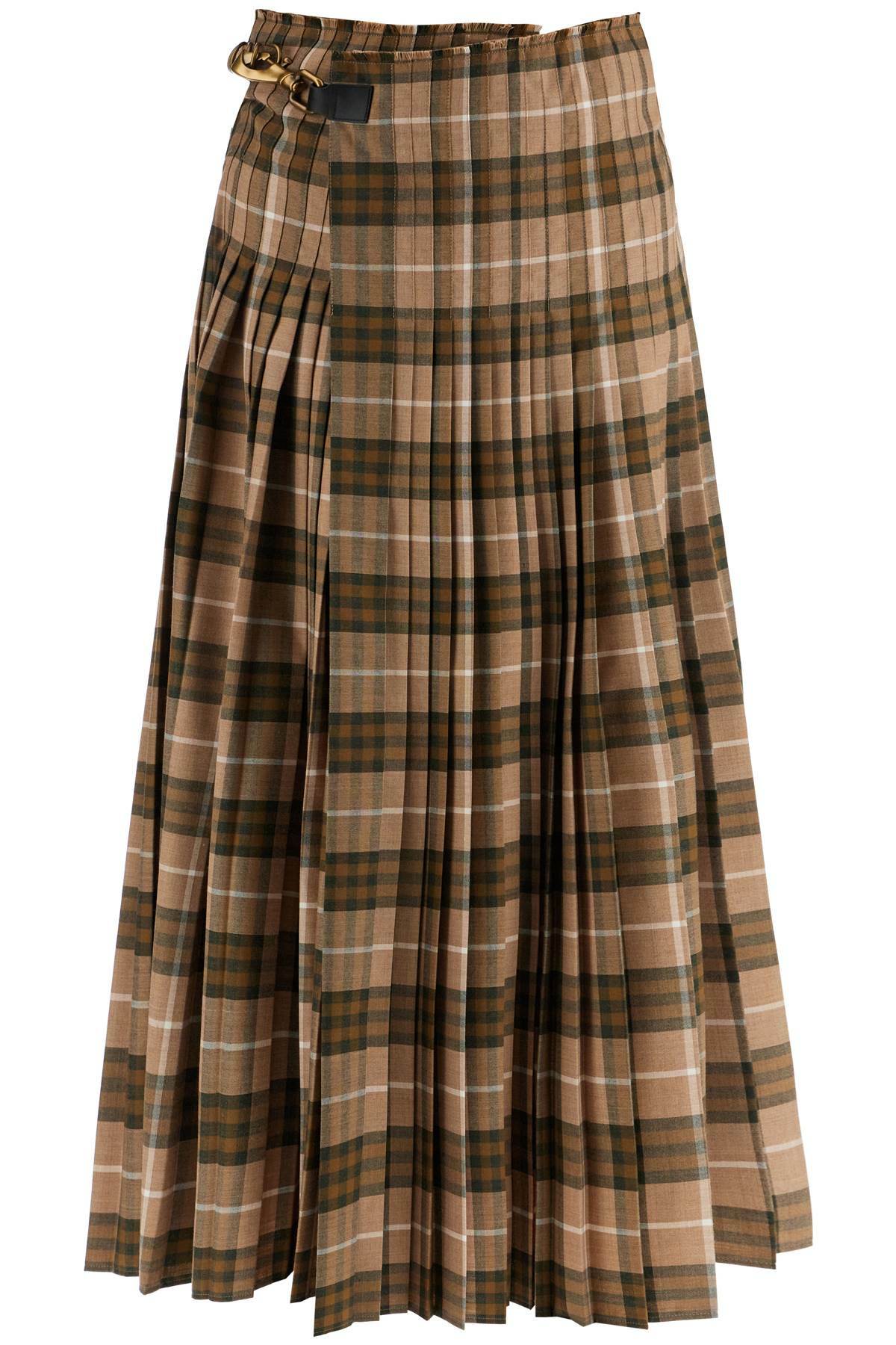 BURBERRY ered wool blend maxi kilt skirt Brown Burberry