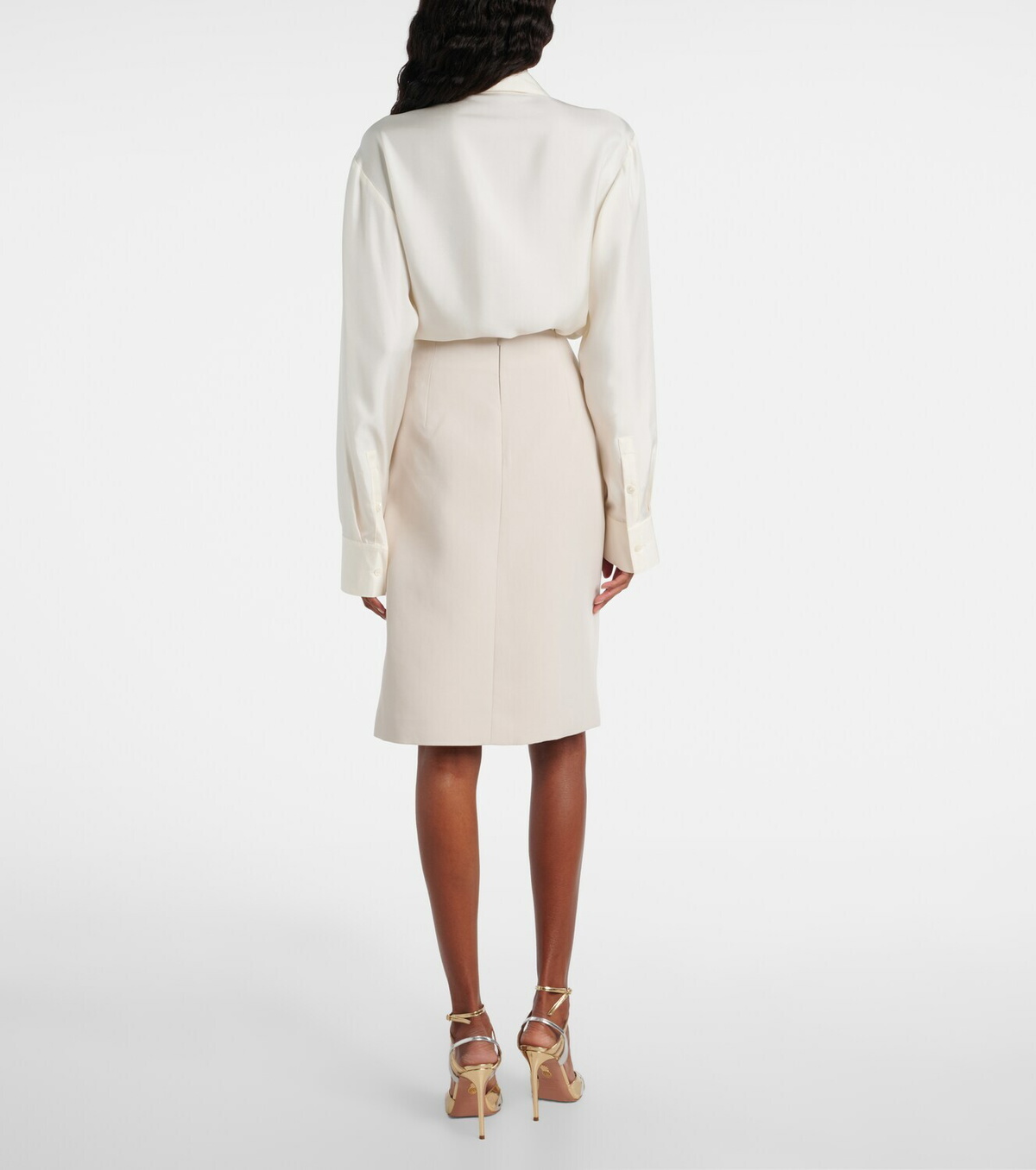 Jacques Wei Embellished low-rise cotton-blend midi skirt