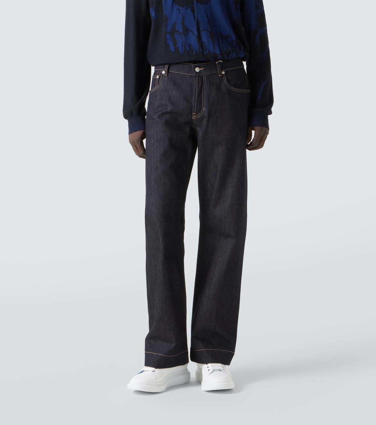 McQueen Mid-rise wide-leg jeans