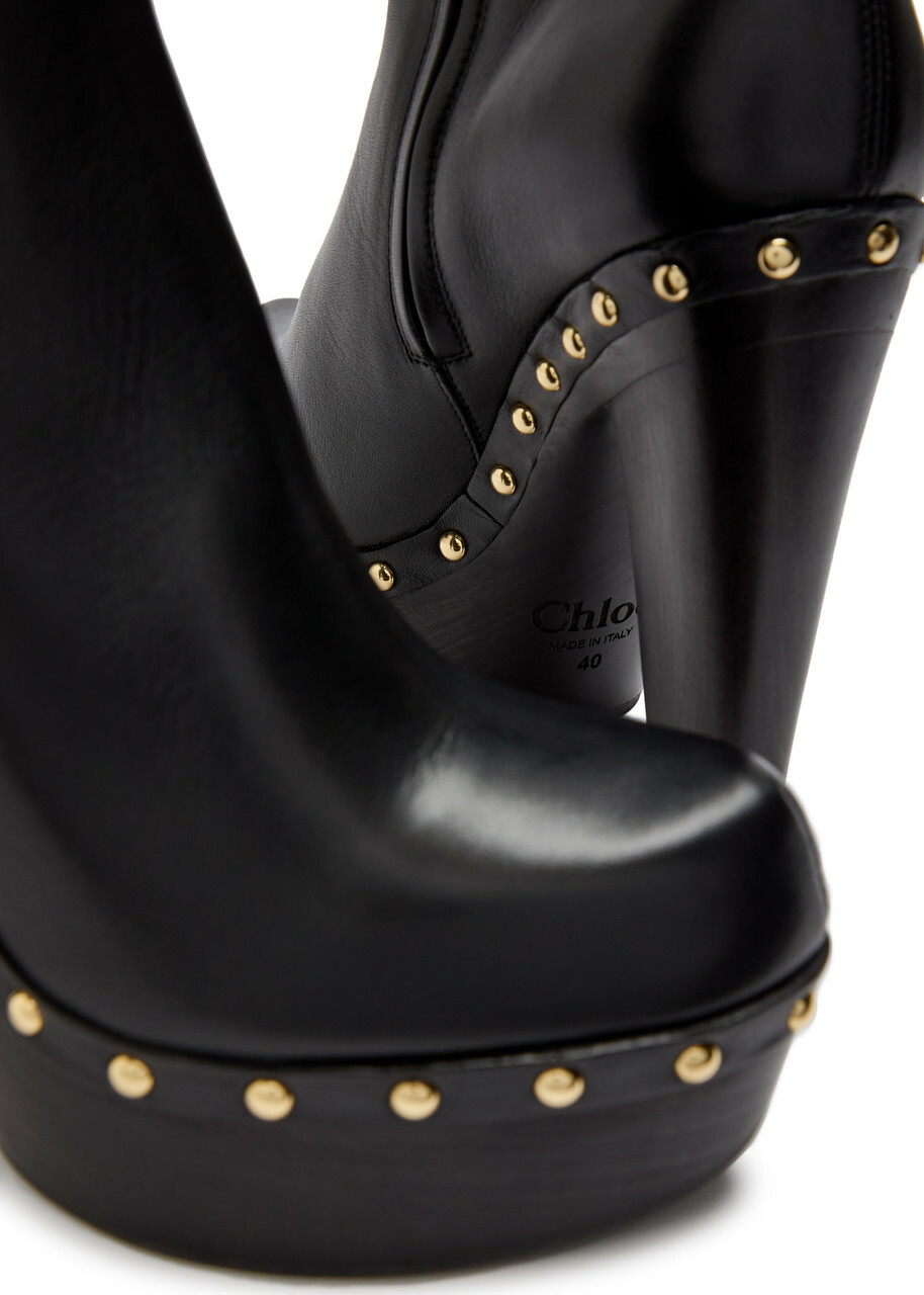 Chloe Lola 120 Leather Over-the-knee Boots Black