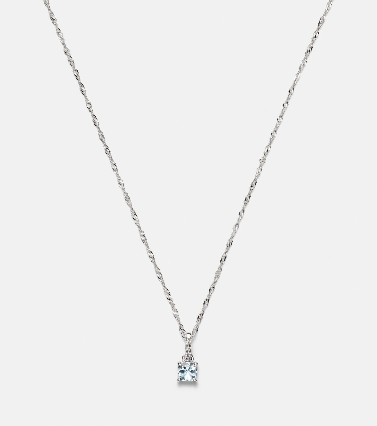 Stone and Strand Le Bleu 14kt white gold necklace with diamonds and aquamarine