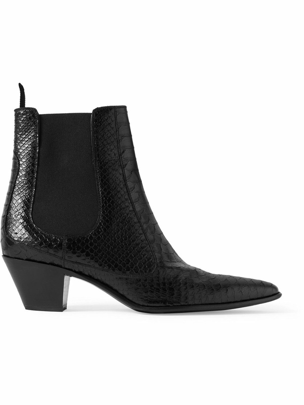 Photo: CELINE - Snake-Effect Leather Chelsea Boots - Black