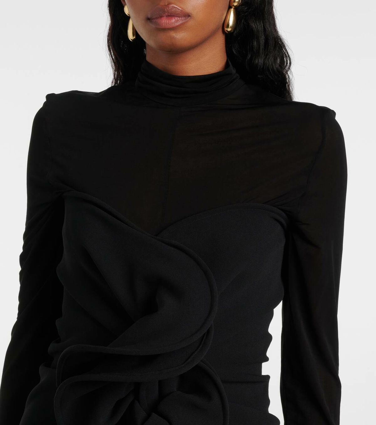 knee length dresses for ladies Magda Butrym Off Shoulder Draped Cotton Mini Dress in Black main image 0