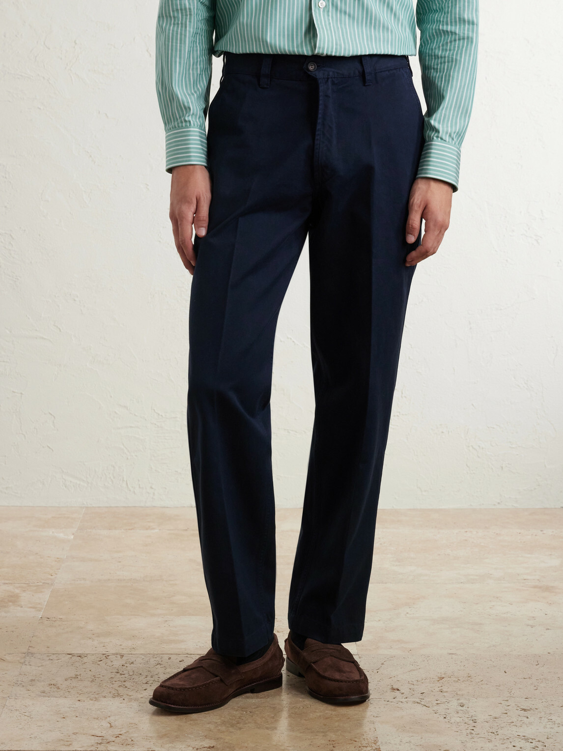 Drake's - Straight-Leg Cotton Trousers - Blue