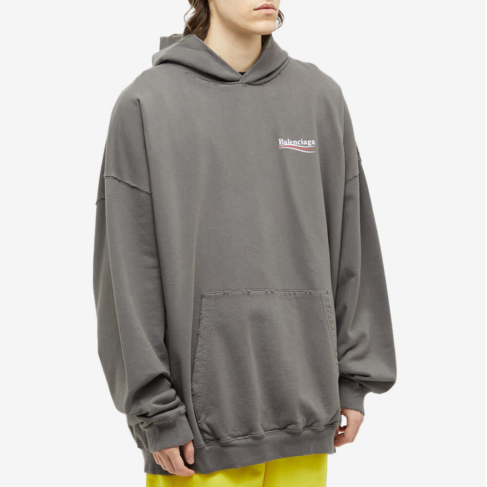 Balenciaga Men's Fit Hoody in Smoke Grey/White/Red Balenciaga