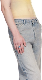 Ellie Mercer SSENSE Exclusive Silver & Blue Two Piece Ring