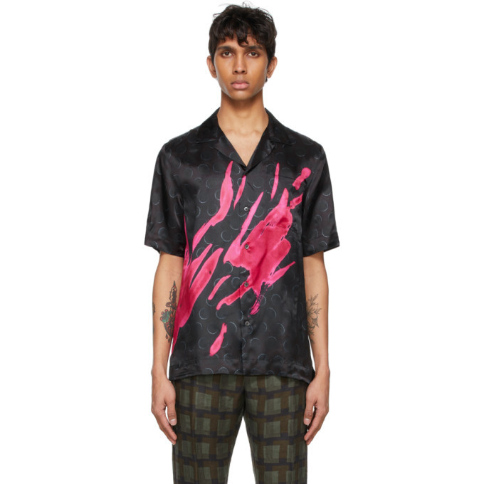 Photo: Dries Van Noten Black and Pink Len Lye Edition Graphic Short Sleeve Shirt