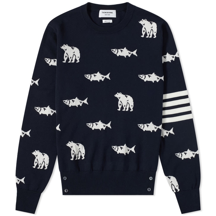 Photo: Thom Browne Bear & Salmon Intarsia Crew Knit