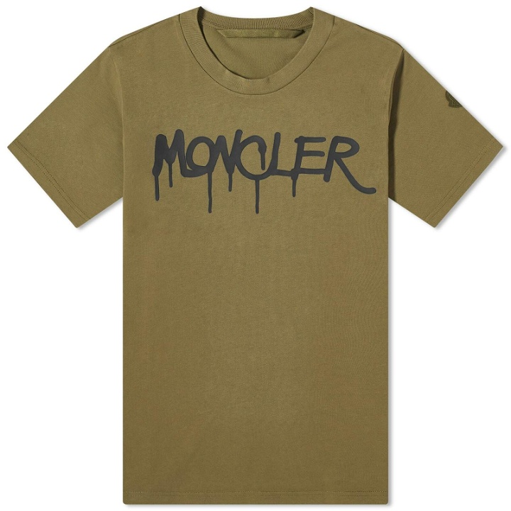 Photo: Moncler Men's Graffiti Logo T-Shirt in Olive