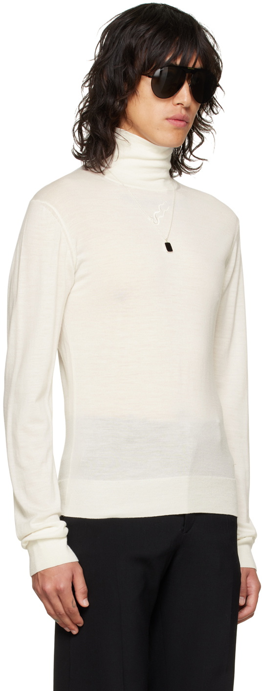 LU'U DAN White Embroidered Turtleneck