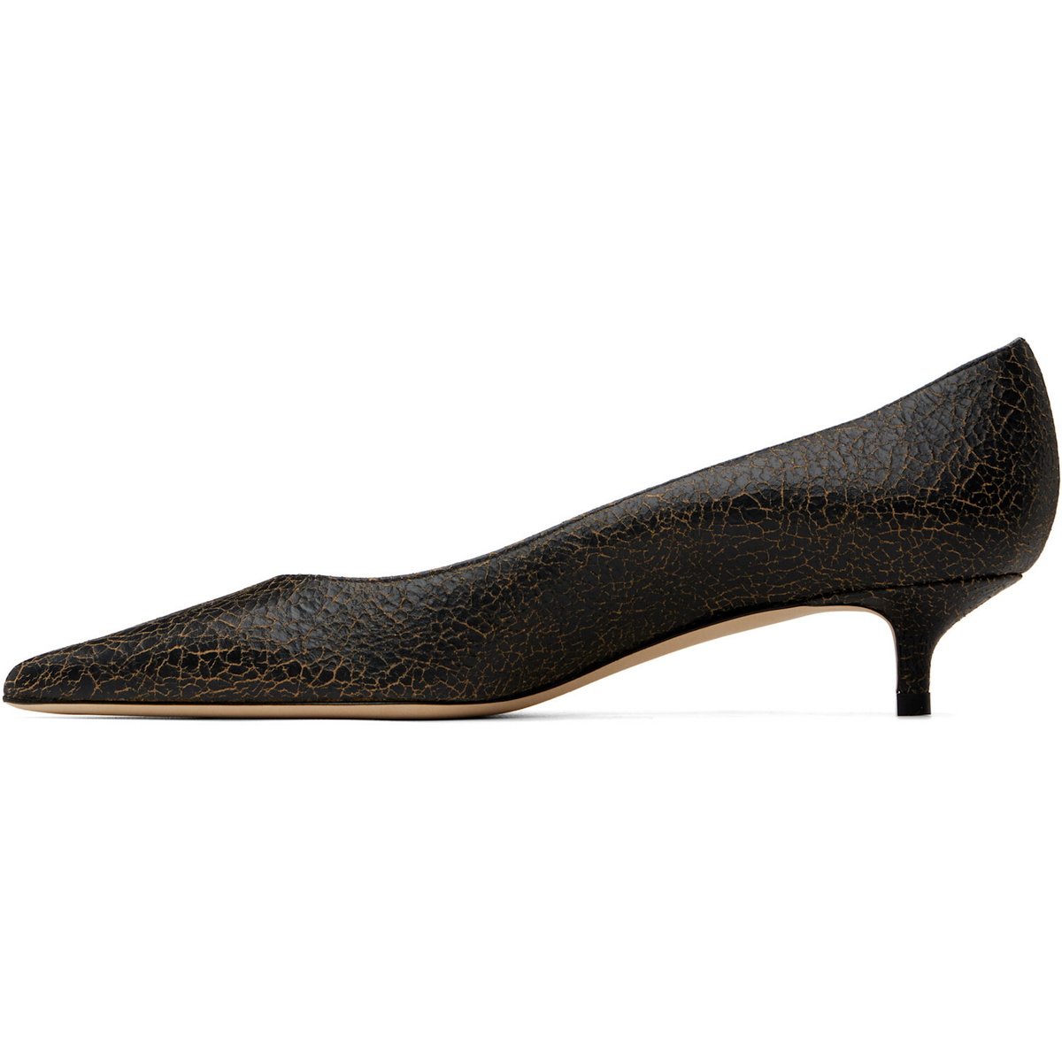 Jimmy Choo Black Amelia 35 Crackled Leather Heels