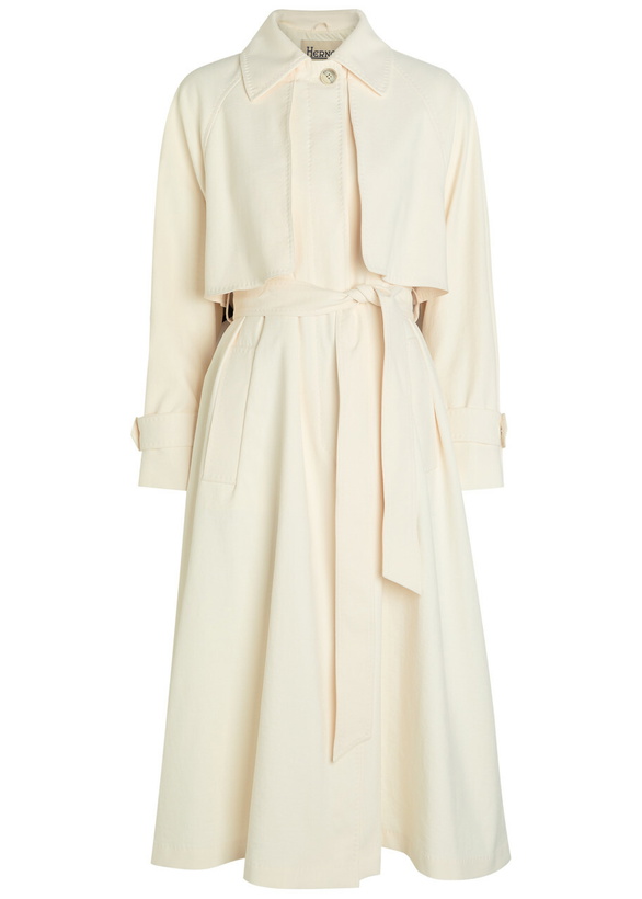 Photo: Herno Belted Woven Trench Coat Off White