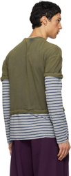 We11done Green & Gray Layered Stripe Long-Sleeve T-shirt