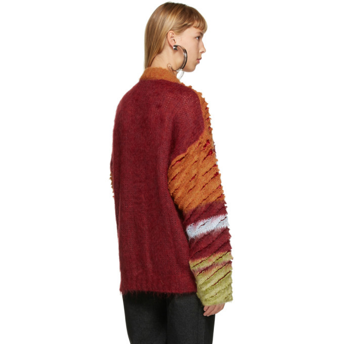 Y/Project Burgundy and Orange Mohair Striped Cardigan Y/Project