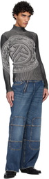 Jean Paul Gaultier Blue Zipped Patch Jeans