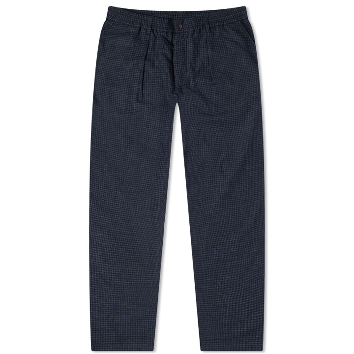 Photo: Universal Works Men's Check Wool Pleated Track Pant in Navy