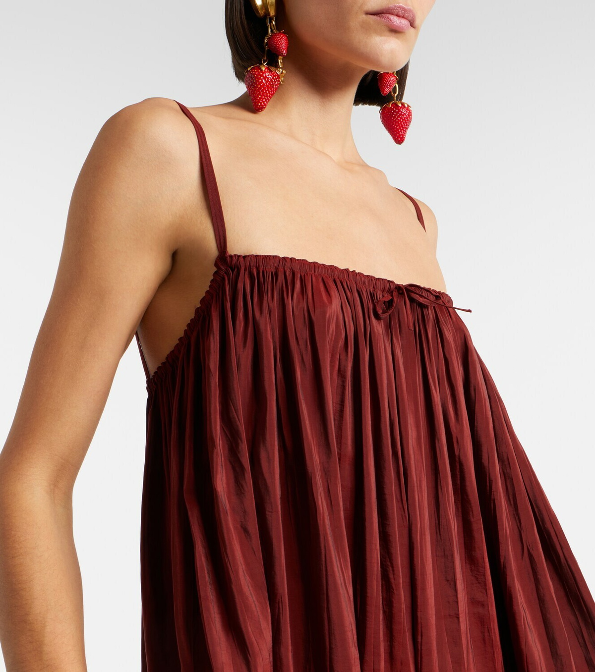 Saint Laurent Gathered taffeta midi dress