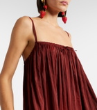 Saint Laurent Gathered taffeta midi dress