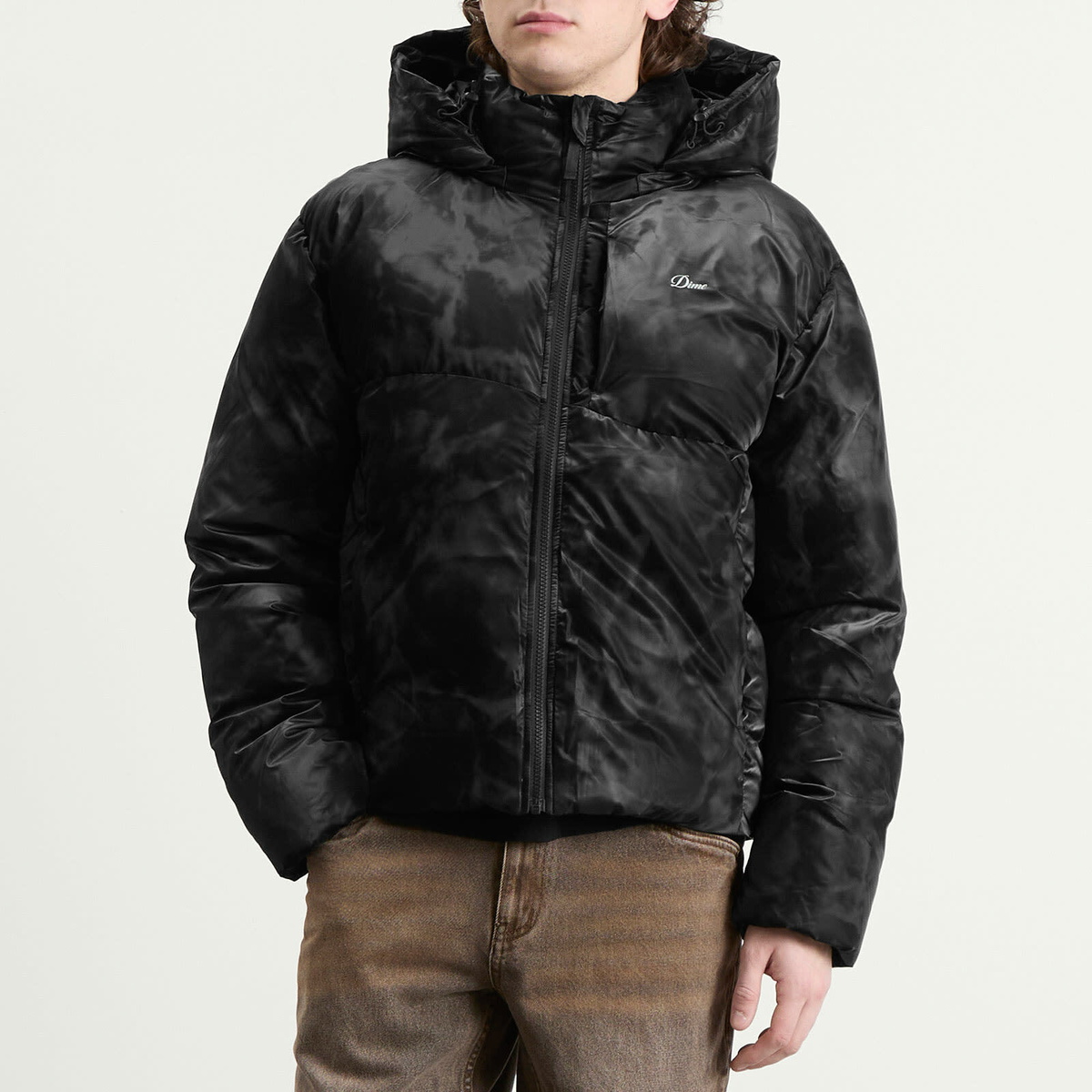 Dime Men's Wavy Puffer in Smoke Black