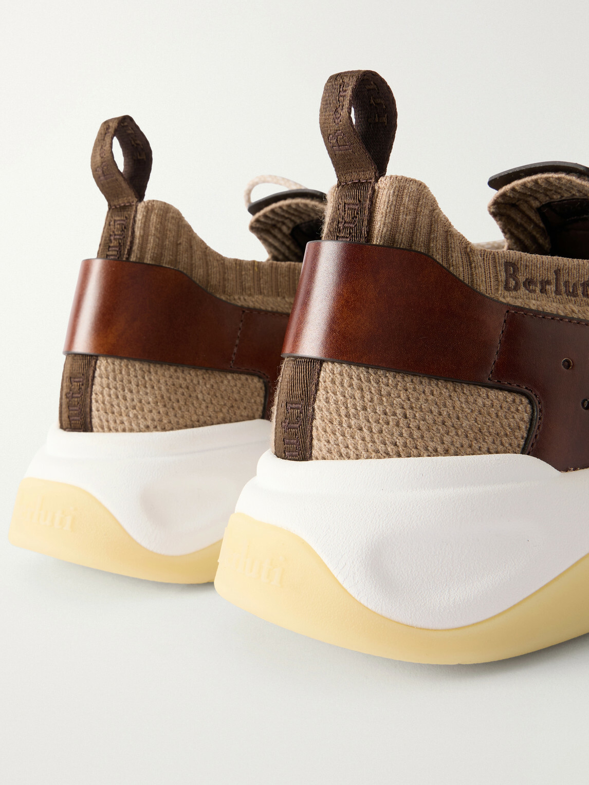 Berluti - Shadow Leather-Trimmed Stretch-Cashmere Sneakers - Neutrals