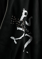 Rivington Roi Rebis Inri Embellished Hooded Cotton Sweatshirt Black