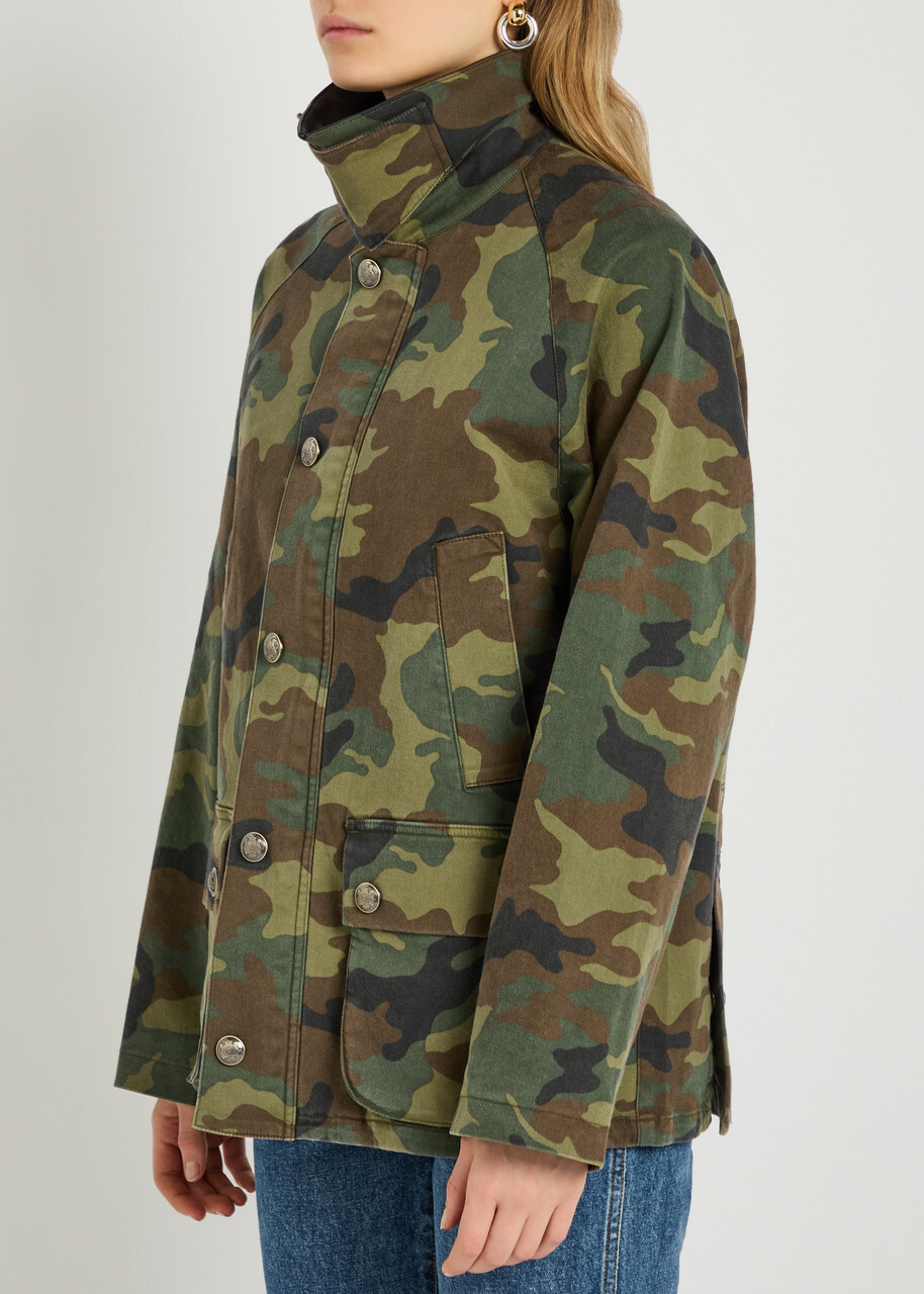 Nili Lotan Andrew Camouflage-print Cotton-blend Jacket Green