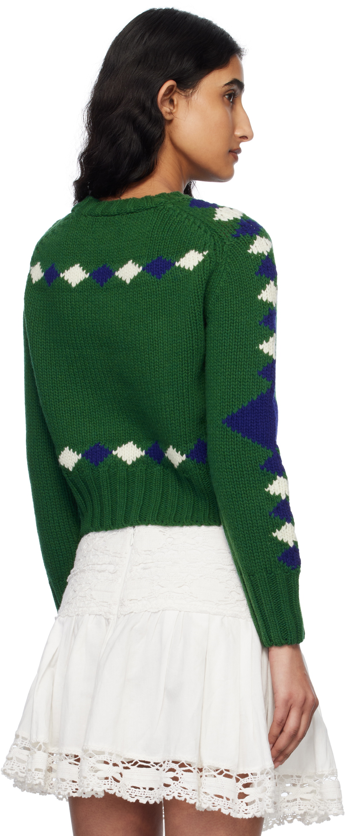 Bode Green Diamond Corral Sweater
