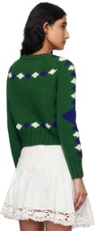 Bode Green Diamond Corral Sweater