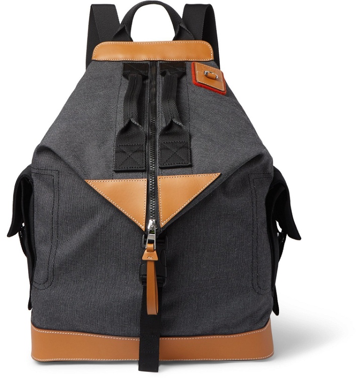 Photo: Loewe - Convertible Leather-Trimmed Canvas Backpack - Gray