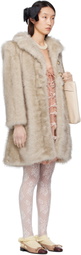 Valentino Beige Button Faux-Fur Coat