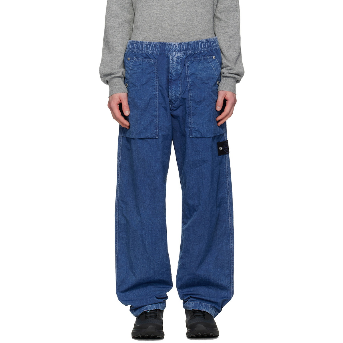 Stone Island Navy 3100001 Hollow Fibre Indigo-TC Marmo Corrosion Trousers