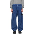 Stone Island Navy 3100001 Hollow Fibre Indigo-TC Marmo Corrosion Trousers