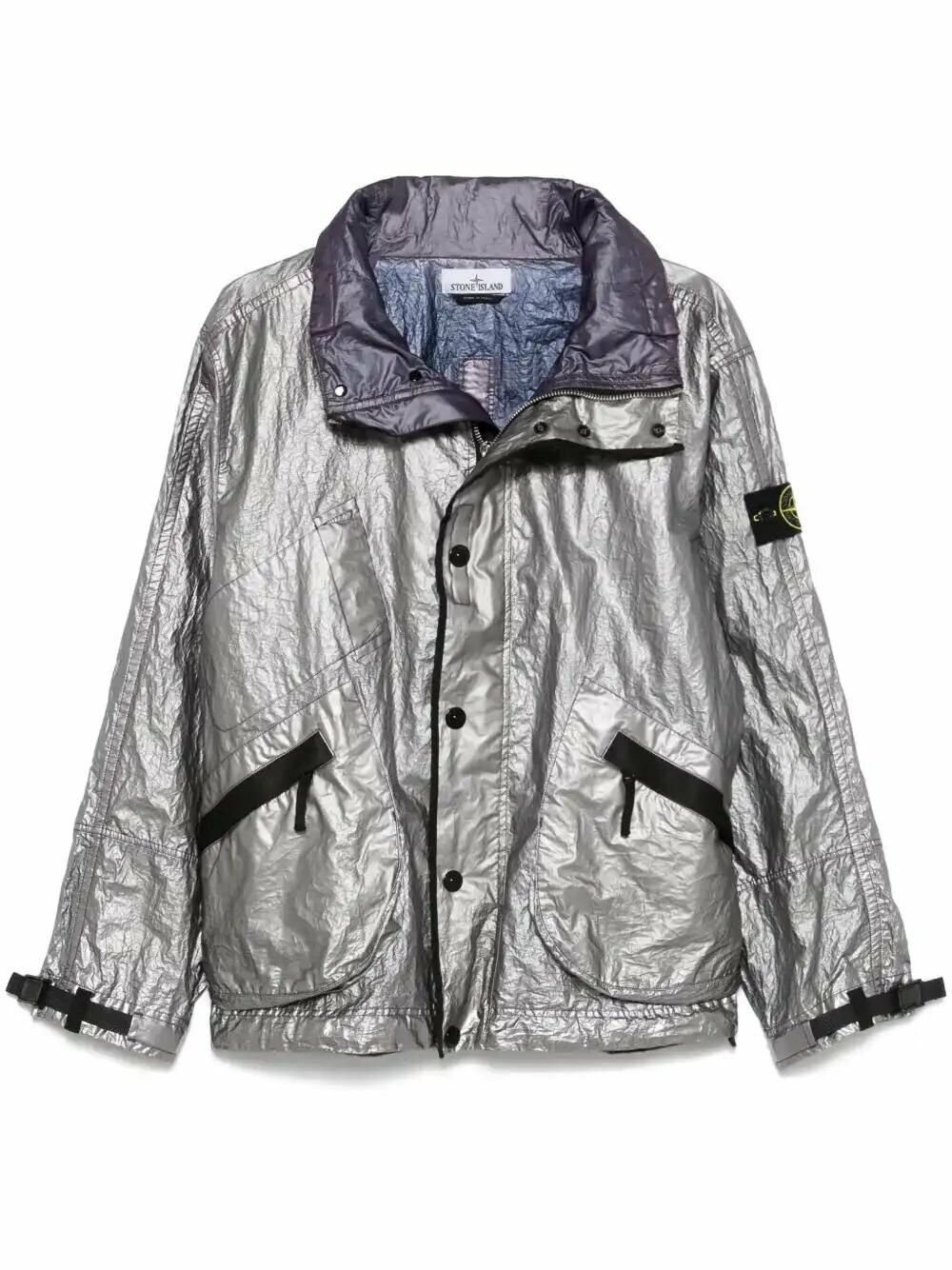 STONE  シルバー ナイロンジャケット Stone Island Nylon Metal Tyvek Shield Hooded Jacket Silver/Grey