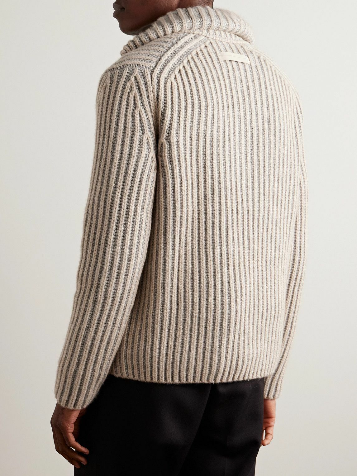 Zegna - Ribbed Oasi Cashmere Half-Zip Sweater - Neutrals Zegna