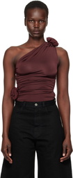 Magda Butrym Burgundy One Shoulder Tank Top