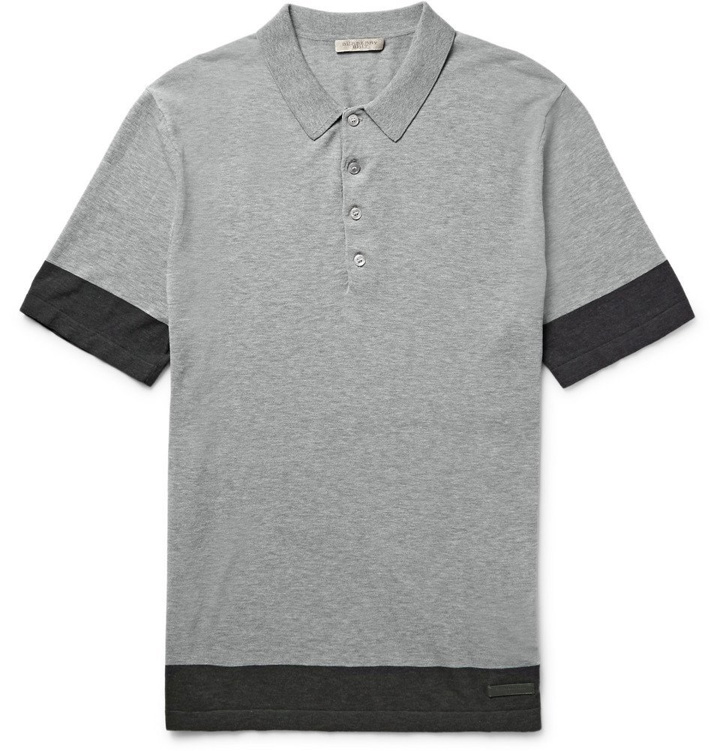 Photo: Burberry - Brit Slim-Fit Knitted Cotton Polo Shirt - Gray