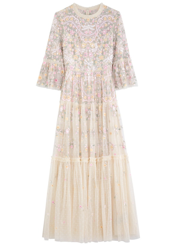 Photo: Needle & Thread Dragonfly Garden Embroidered Tulle Gown Cream