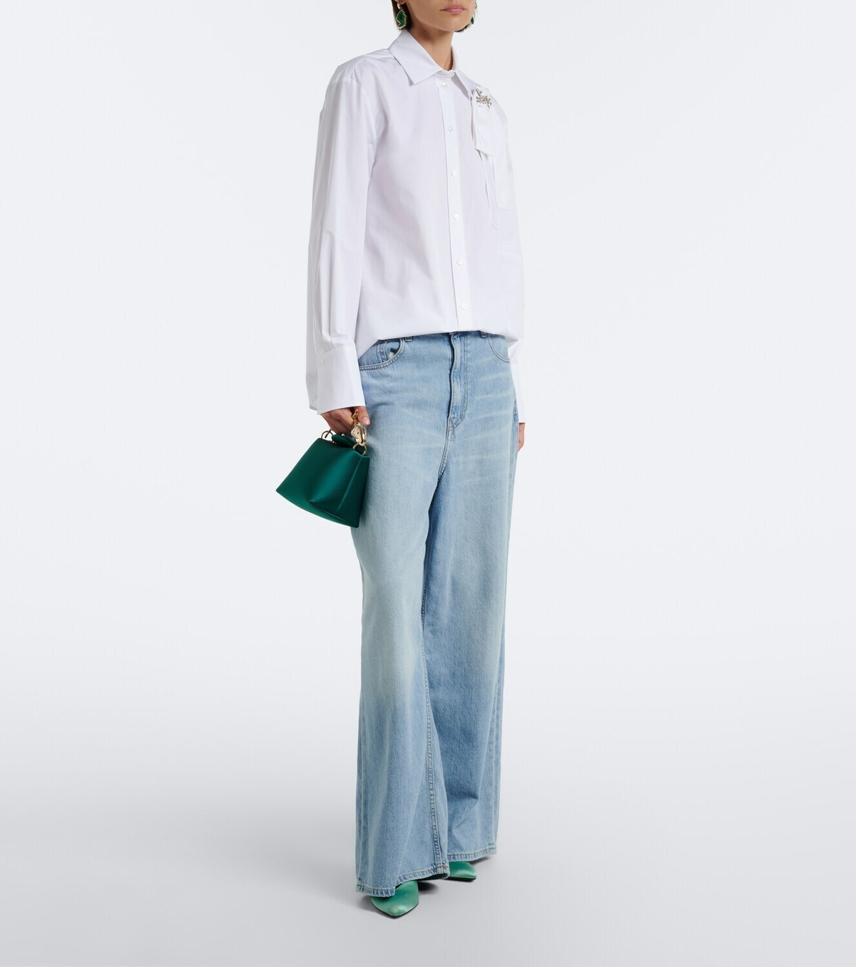 Erdem Embellished cotton poplin shirt