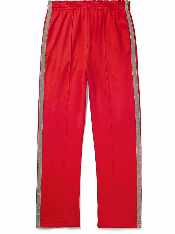 Photo: Acne Studios - Prebble Straight-Leg Velvet-Trimmed Cotton-Blend Jersey Sweatpants - Red