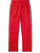 Acne Studios - Prebble Straight-Leg Velvet-Trimmed Cotton-Blend Jersey Sweatpants - Red