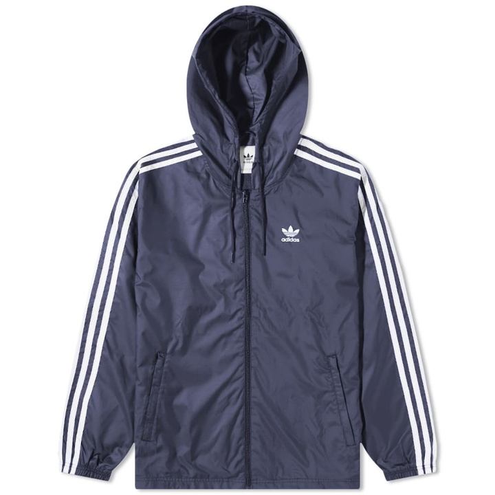 Photo: Adidas Men's 3 Stripe Windbreaker in Shadow Navy